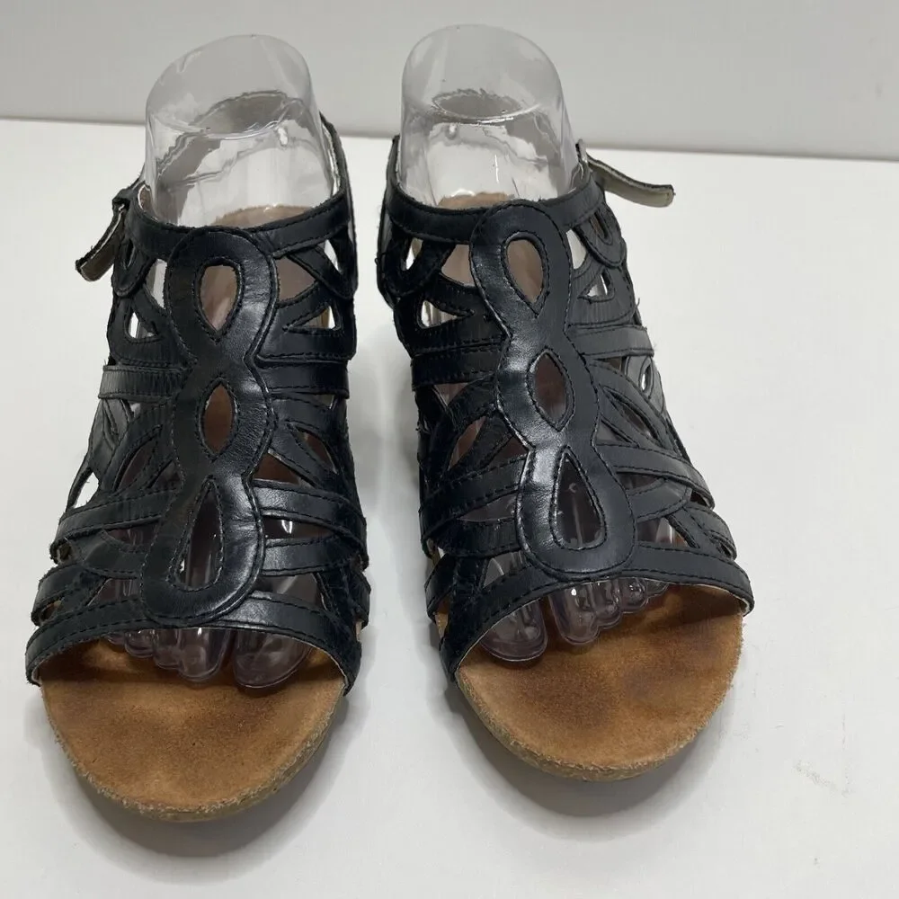 Josef Seibel‎ Women's Leather Sandal Shoe Ruth EU 41 US 9.5 Slingback Black